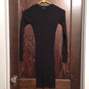 Black Ribbed Body Con Dress